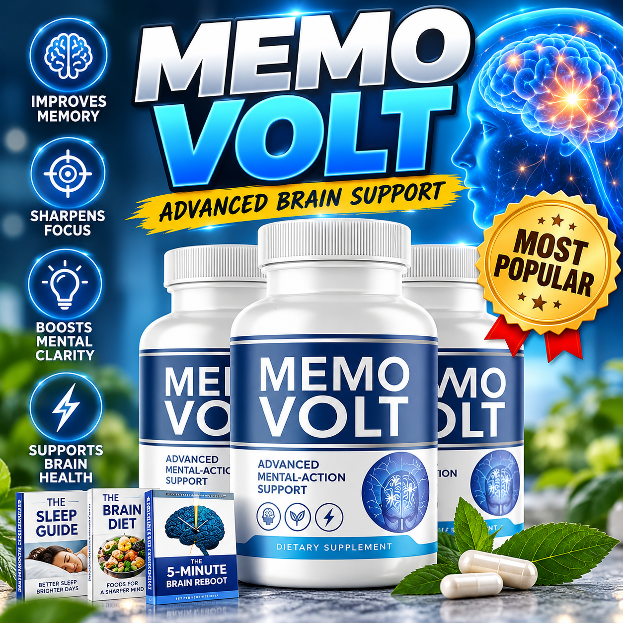 MemoVolt dietary supplement bottle